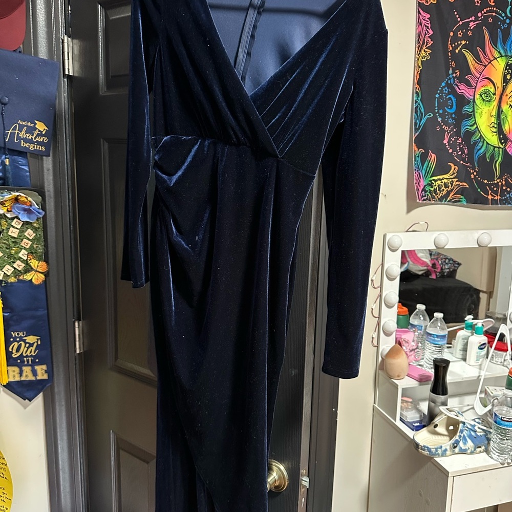 SHEIN Deep Blue Long Sleeve Dress